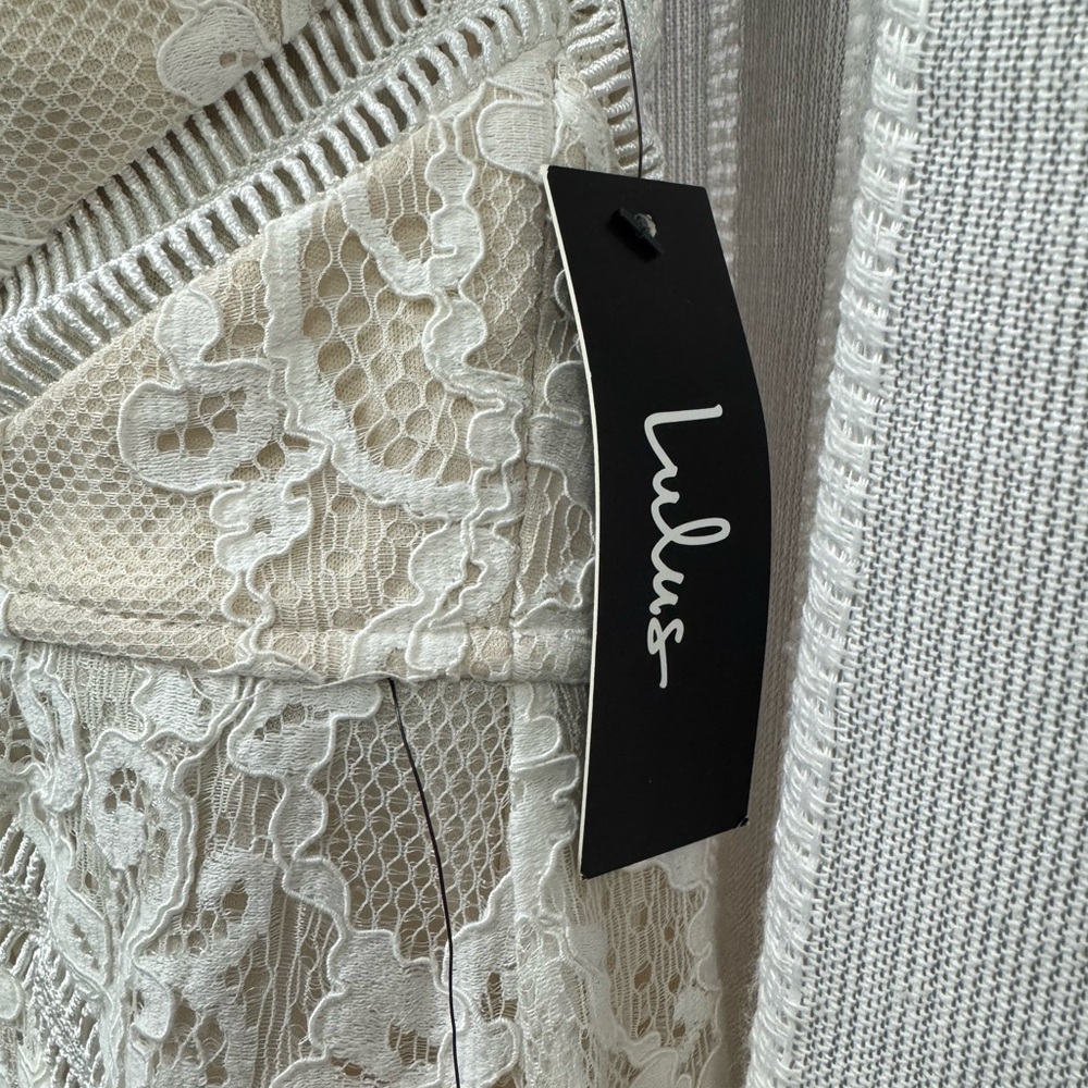 Lulu's Promise My Heart‎ Strapless Lace Dress in Cream Wedding Formal size L NWT - Picture 8 of 16
